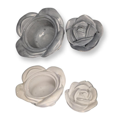 Rosebud Concrete Jar- Elegant Storage Container &amp; Decorative Accent
