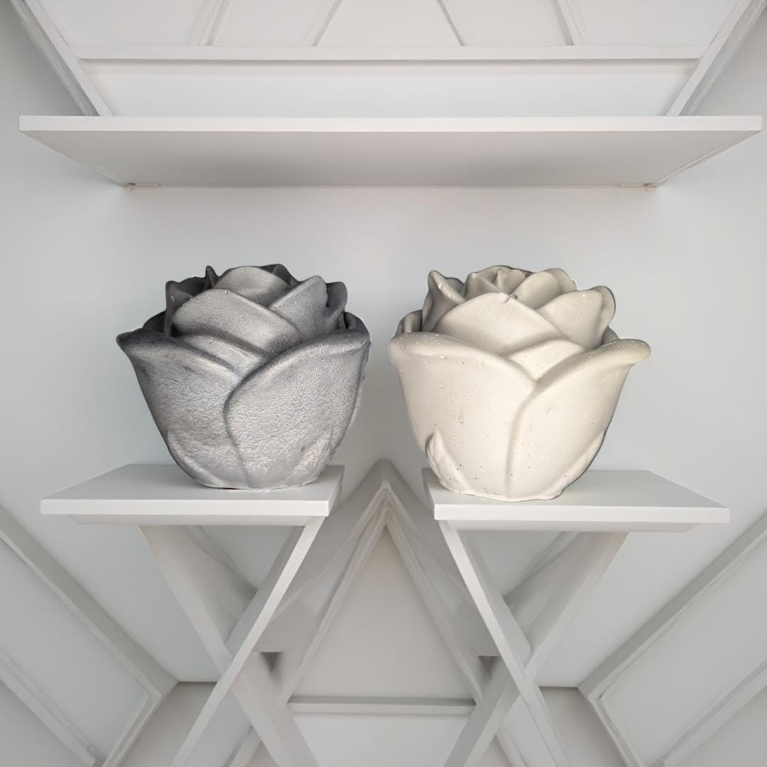 Rosebud Concrete Jar- Elegant Storage Container &amp; Decorative Accent