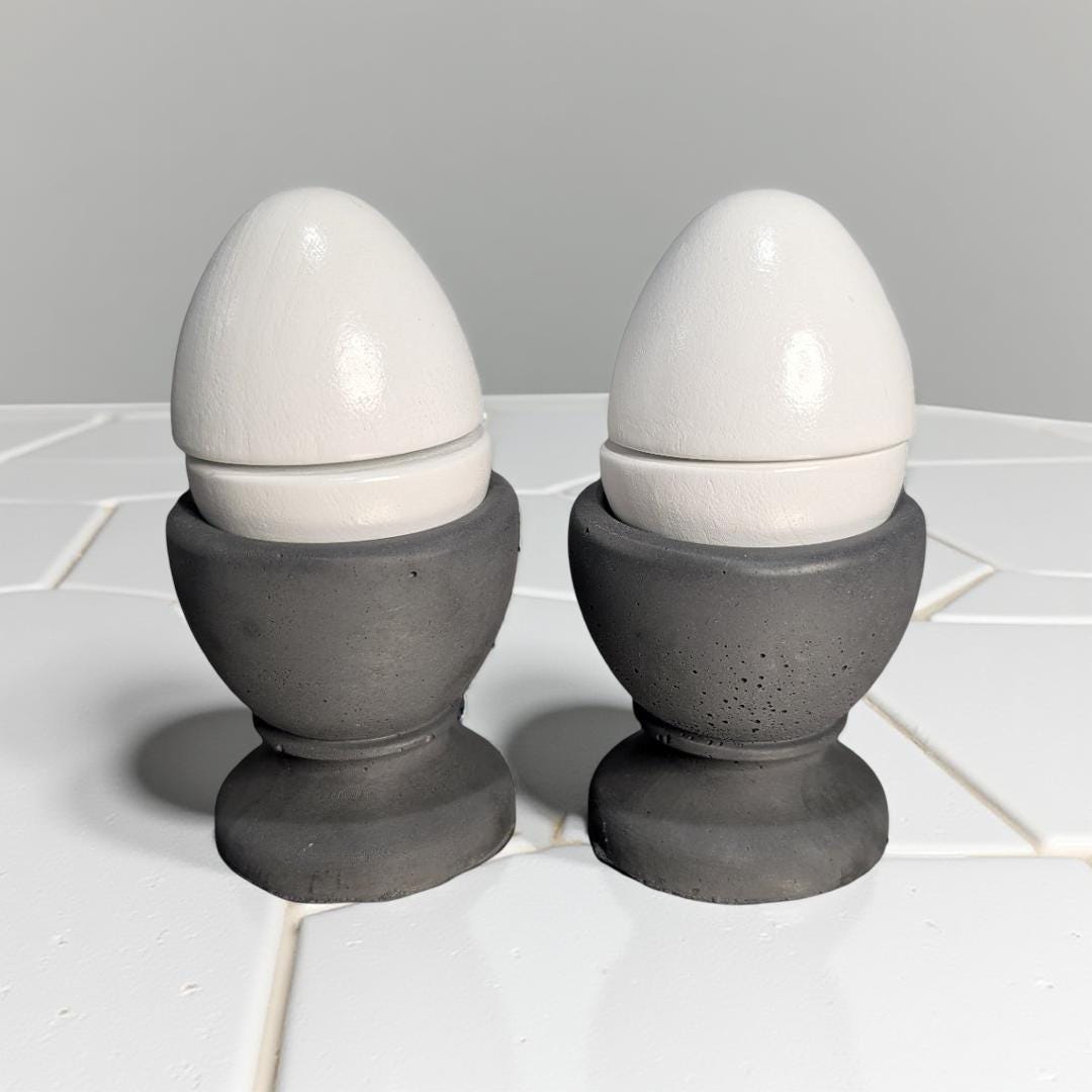 Concrete Egg Cup Holder - Modern Industrial Kitchen Decor - Minimalist Egg Stand - Set of 2, 4, or 6 - Rustic Farmhouse Breakfast