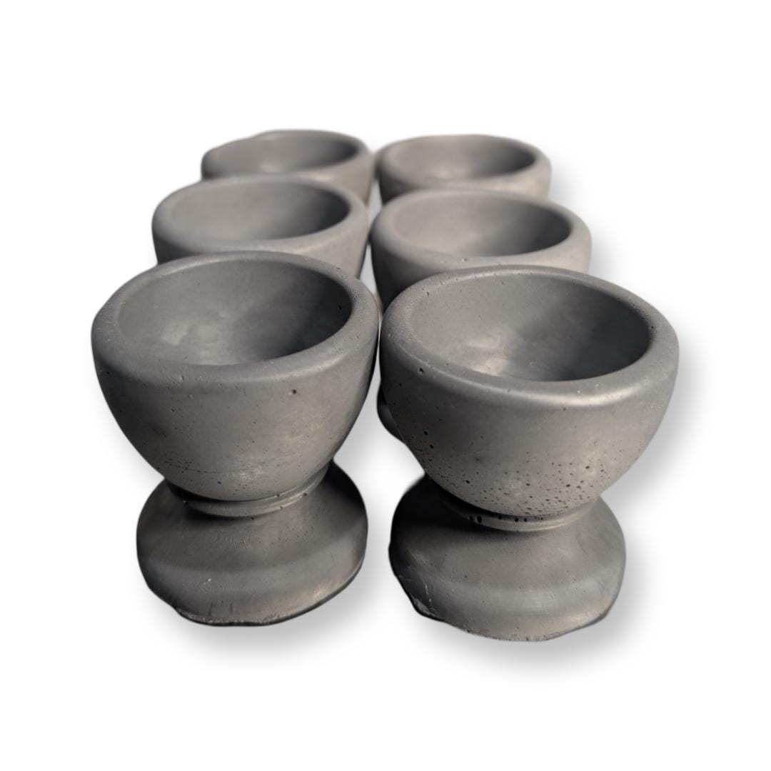 Concrete Egg Cup Holder - Modern Industrial Kitchen Decor - Minimalist Egg Stand - Set of 2, 4, or 6 - Rustic Farmhouse Breakfast