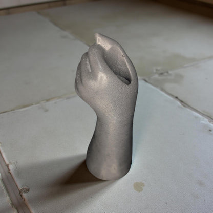 Concrete Fist Vase – Industrial Home Decor, Modern Minimalist Sculpture