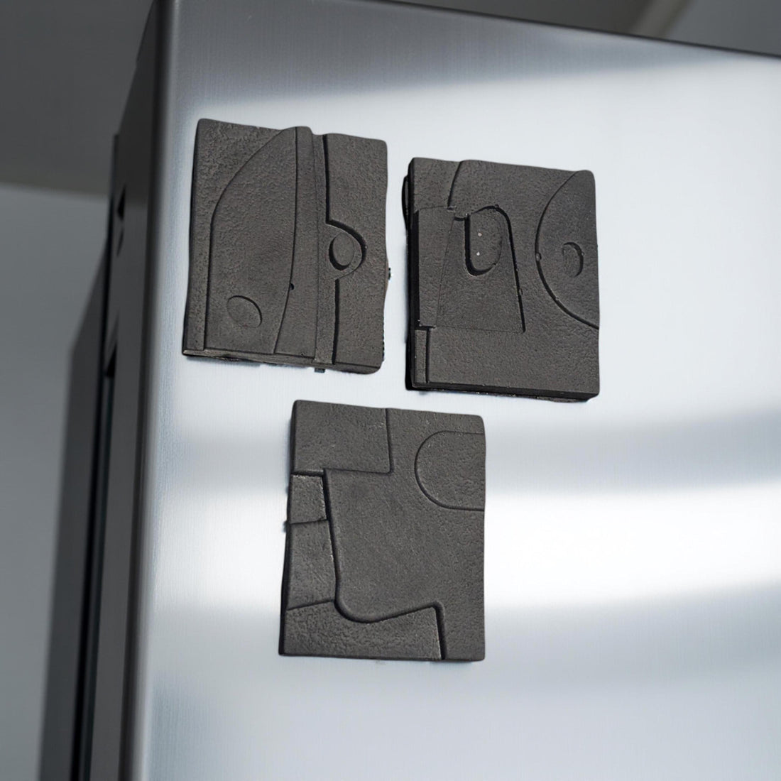 Modern Abstract Concrete Fridge Magnet Set (Pack of 3)