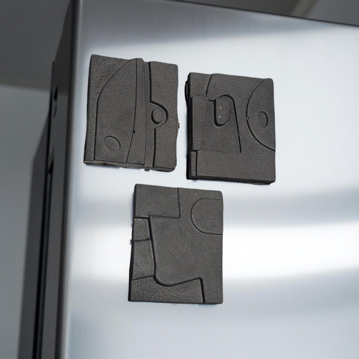 Modern Abstract Concrete Fridge Magnet Set (Pack of 3)