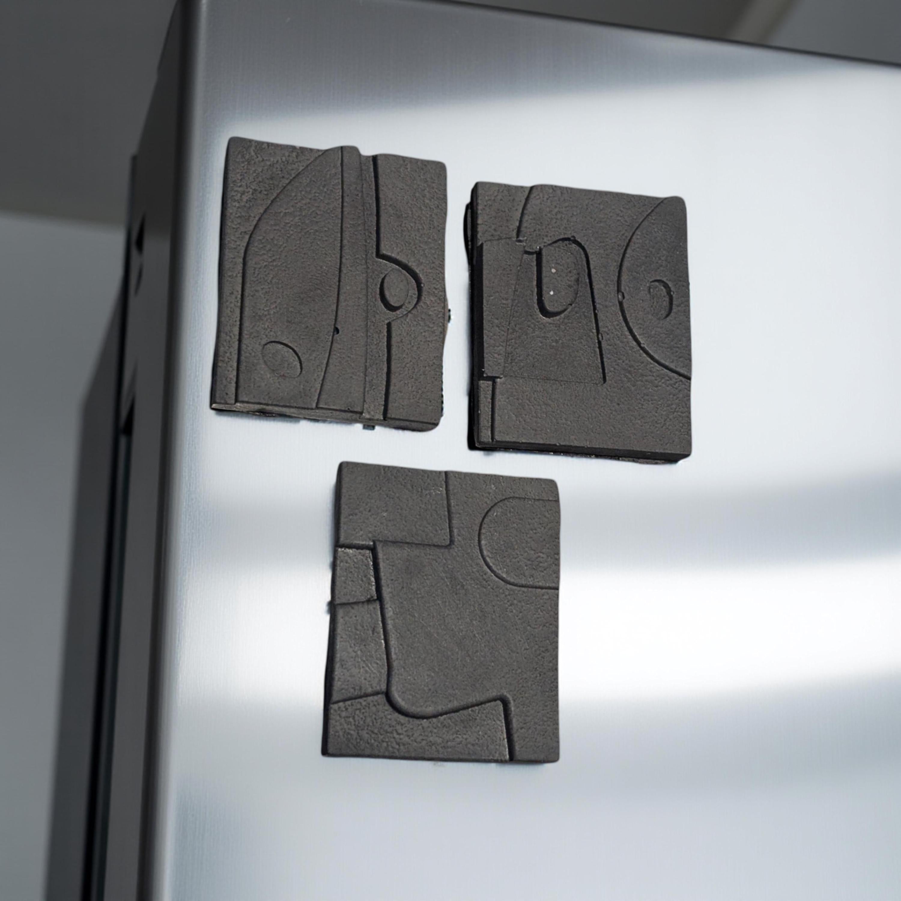 Modern Abstract Concrete Fridge Magnet Set (Pack of 3)