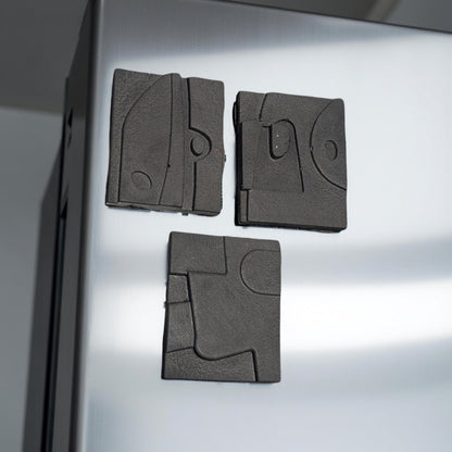 Modern Abstract Concrete Fridge Magnet Set (Pack of 3)