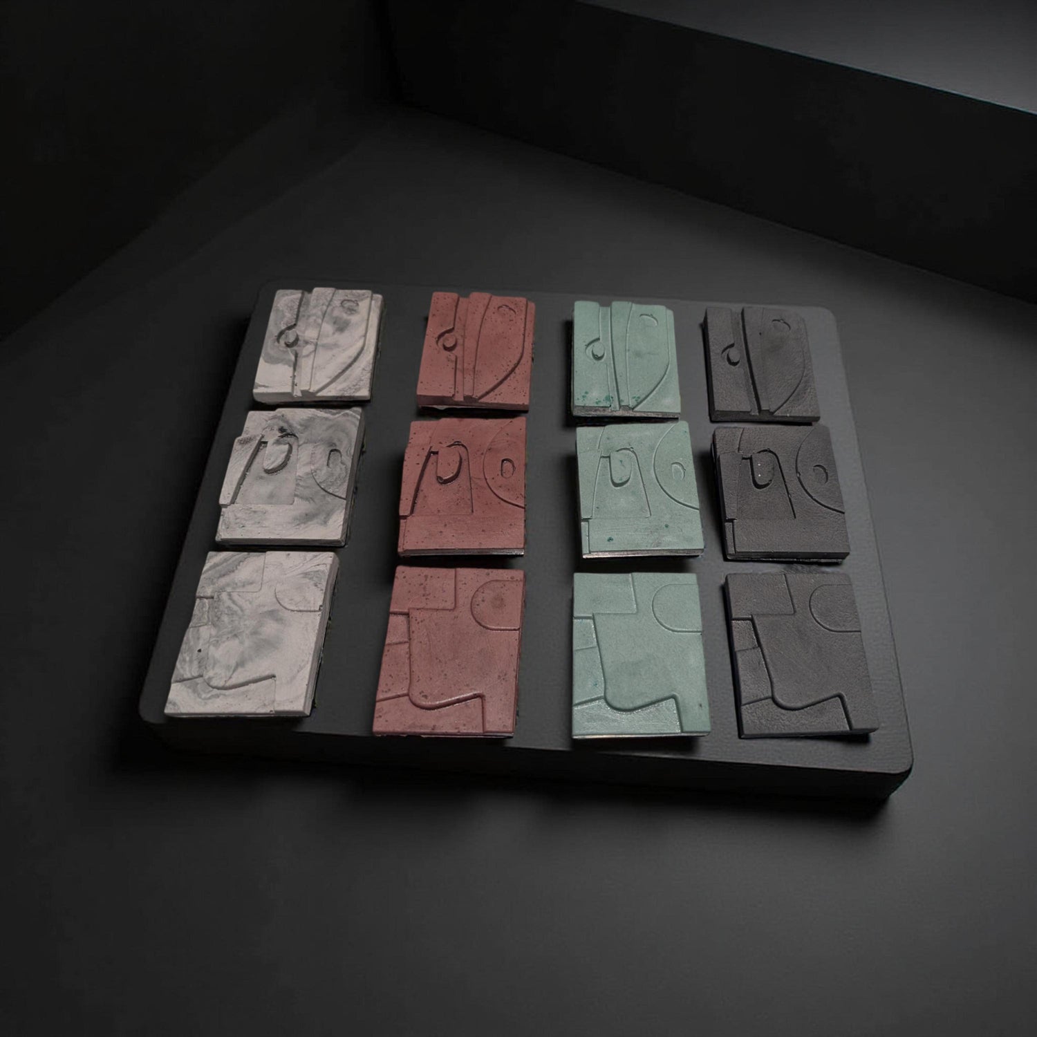 Modern Abstract Concrete Fridge Magnet Set (Pack of 3)