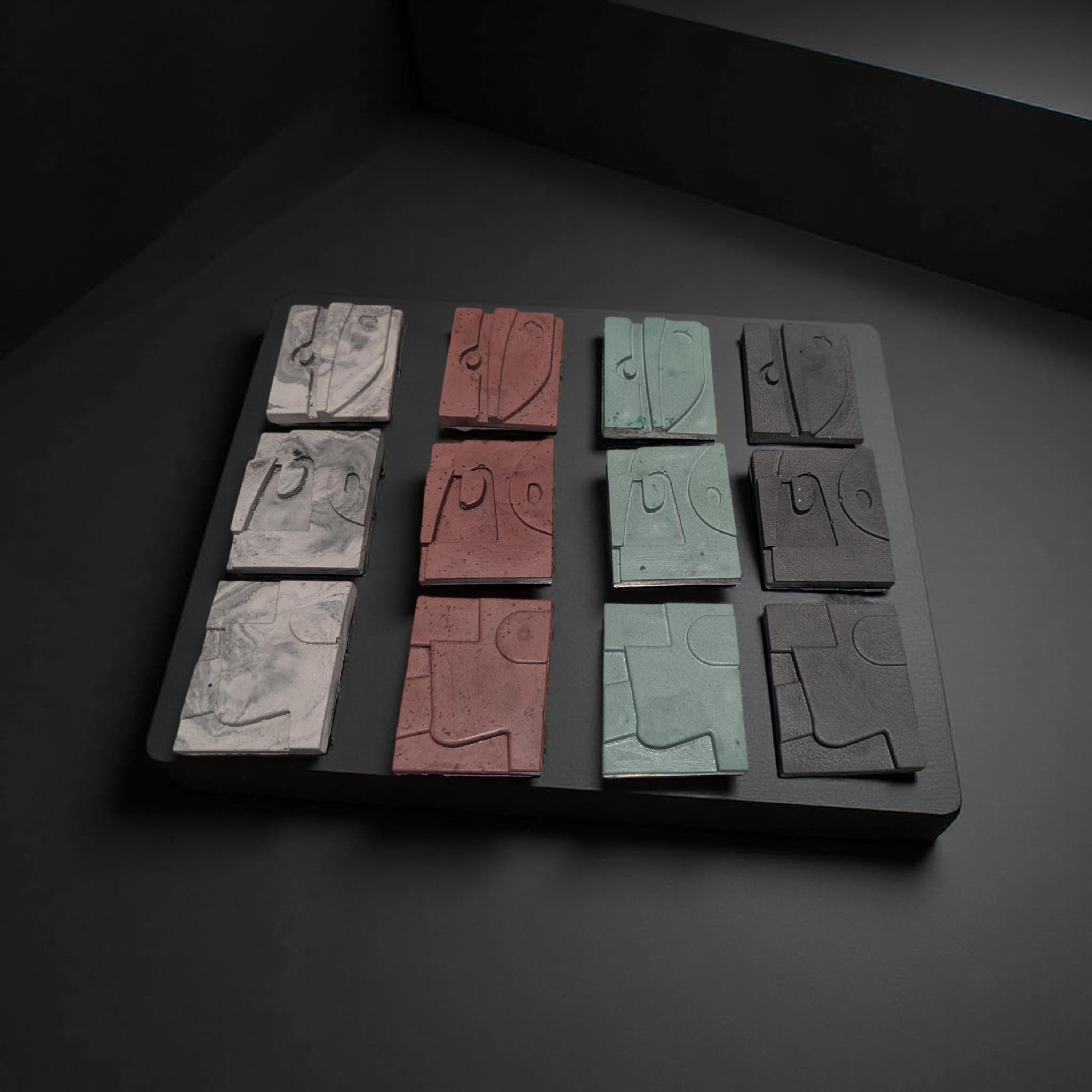 Modern Abstract Concrete Fridge Magnet Set (Pack of 3)