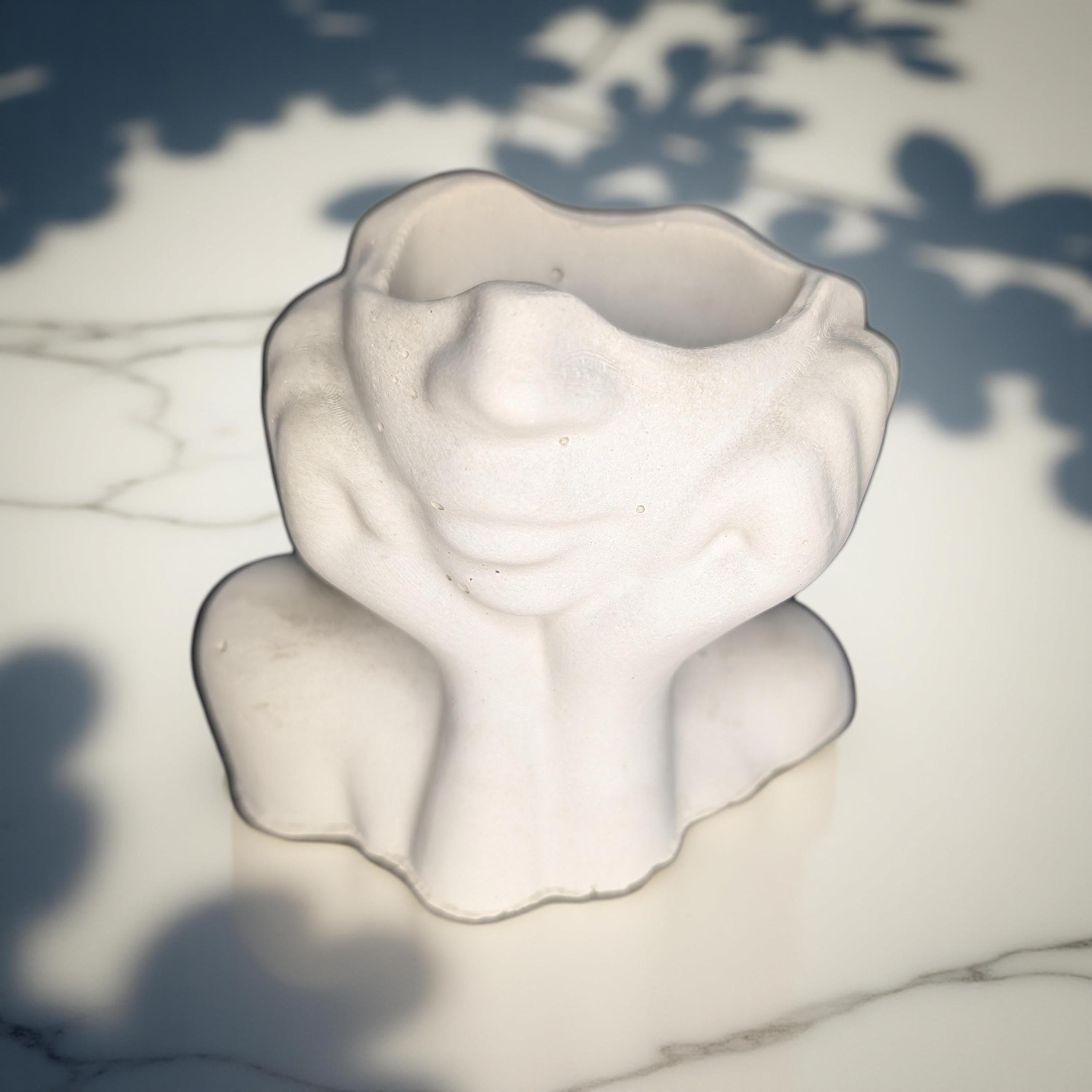 Abstract Face Concrete Head Planter / Sculptural Vase — Modern Minimalist Artistic Home Décor
