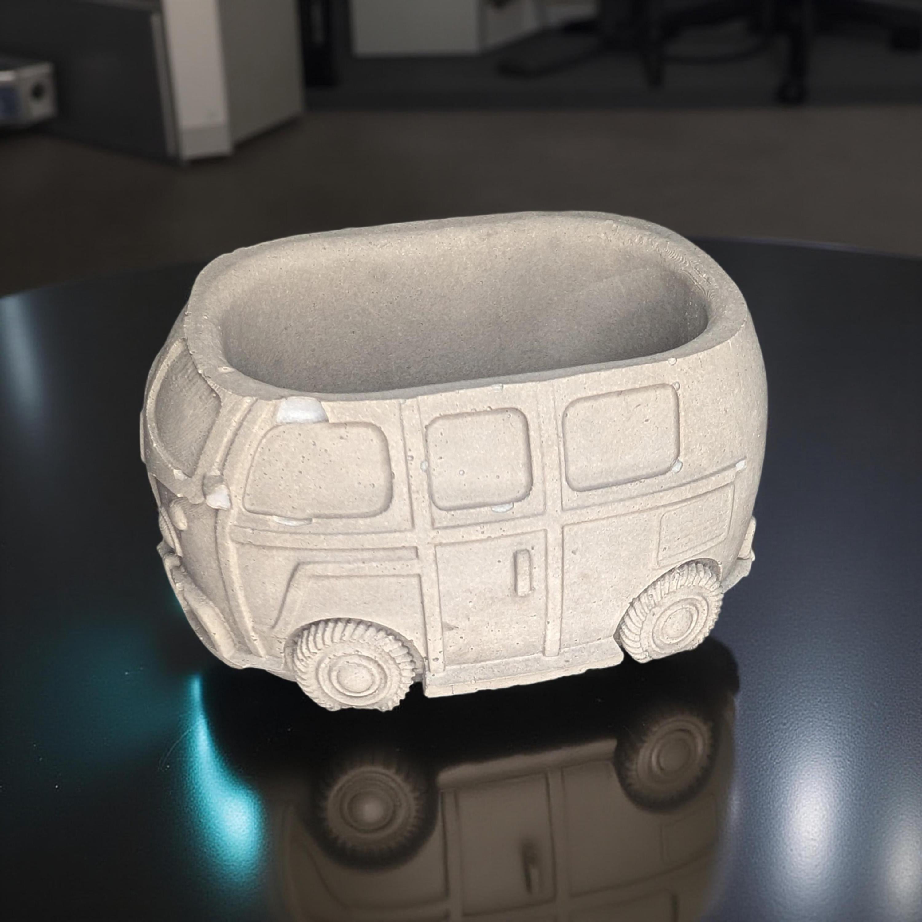 Vintage Camper Van Concrete Planter