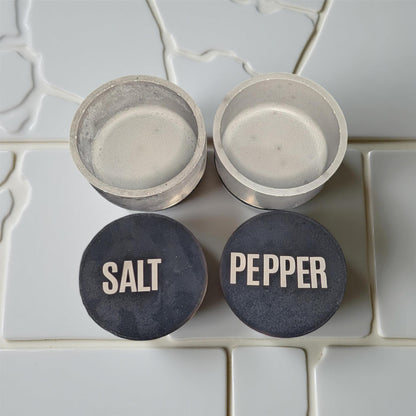 Modern Concrete Salt &amp; Pepper Cellar Set with Lids – Industrial Kitchen Storage