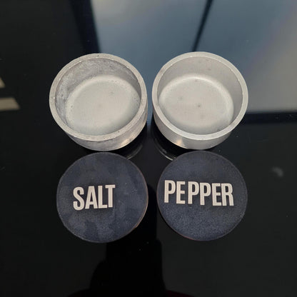Modern Concrete Salt &amp; Pepper Cellar Set with Lids – Industrial Kitchen Storage