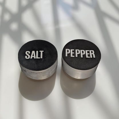 Modern Concrete Salt &amp; Pepper Cellar Set with Lids – Industrial Kitchen Storage