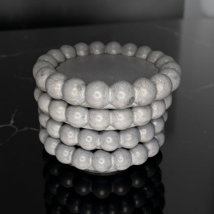 Handmade Gray Concrete Beaded Coasters – Set of 4 or 8, Sealed &amp; Waterproof