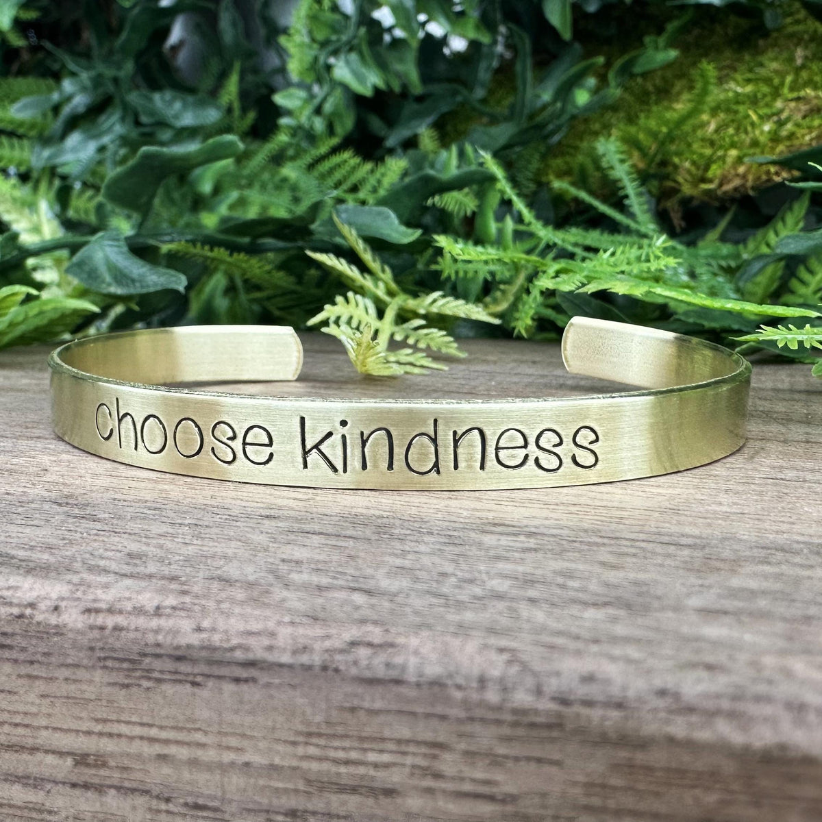 Hand Stamped Cuff Bracelet: Personalized Mantra, Choose Kindness