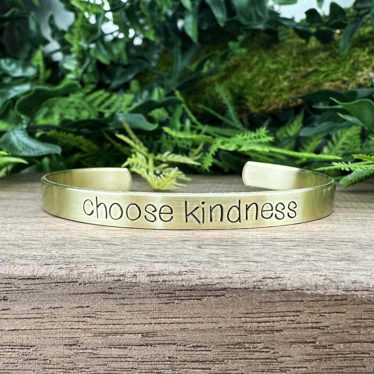 Hand Stamped Cuff Bracelet: Personalized Mantra, Choose Kindness