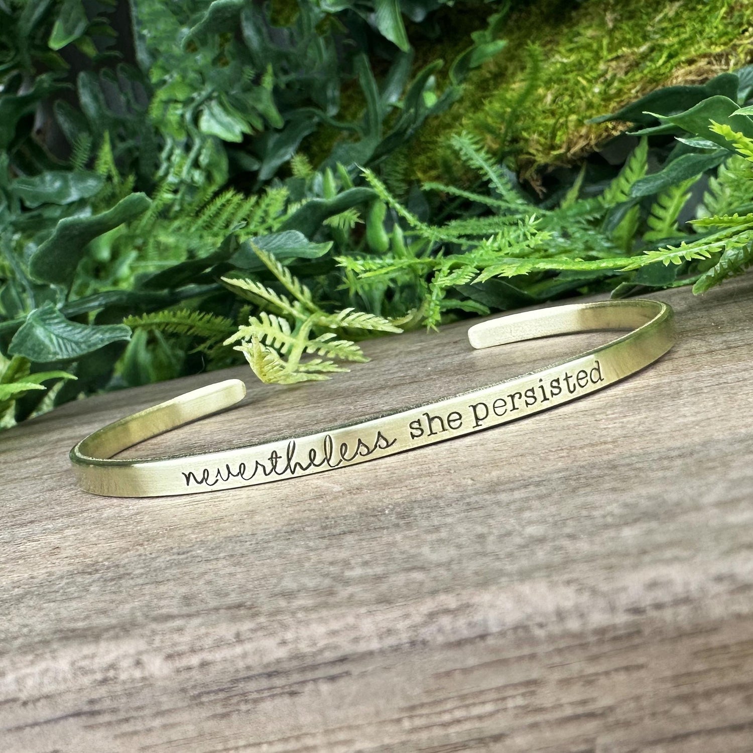 Hand Stamped Cuff Bracelet: Inspirational Stacking Jewelry