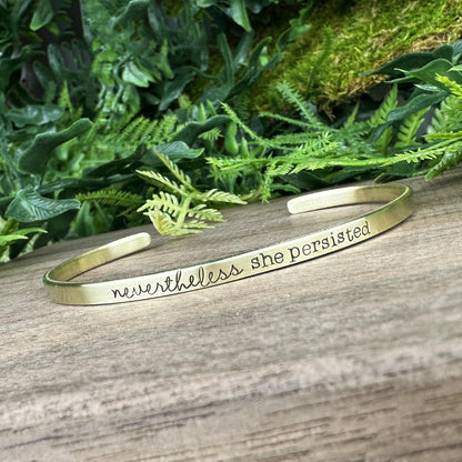 Hand Stamped Cuff Bracelet: Inspirational Stacking Jewelry