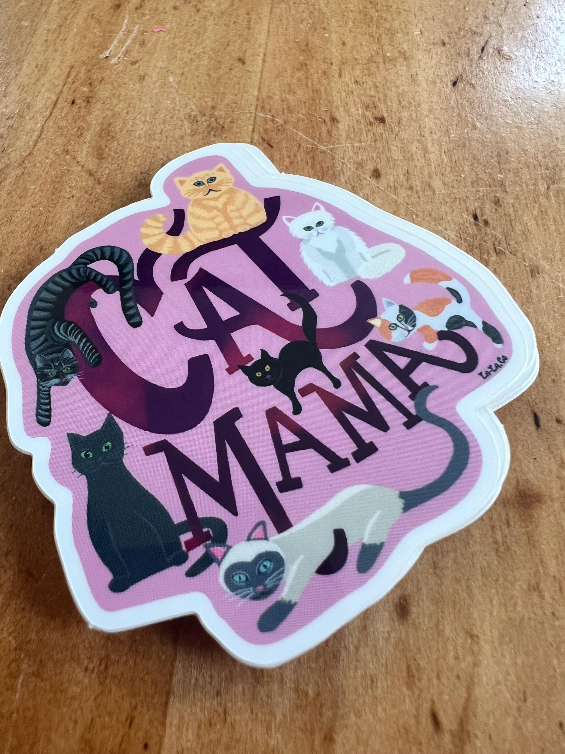 Cat Mama Vinyl Sticker | Original Art Sticker for Cat Moms | Waterproof Die-Cut Sticker