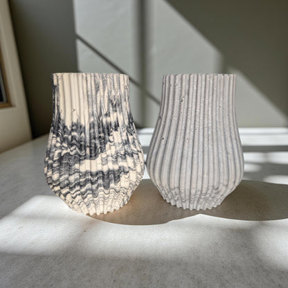 Handmade Ripple Concrete Vase: Modern Fluted Home Decor