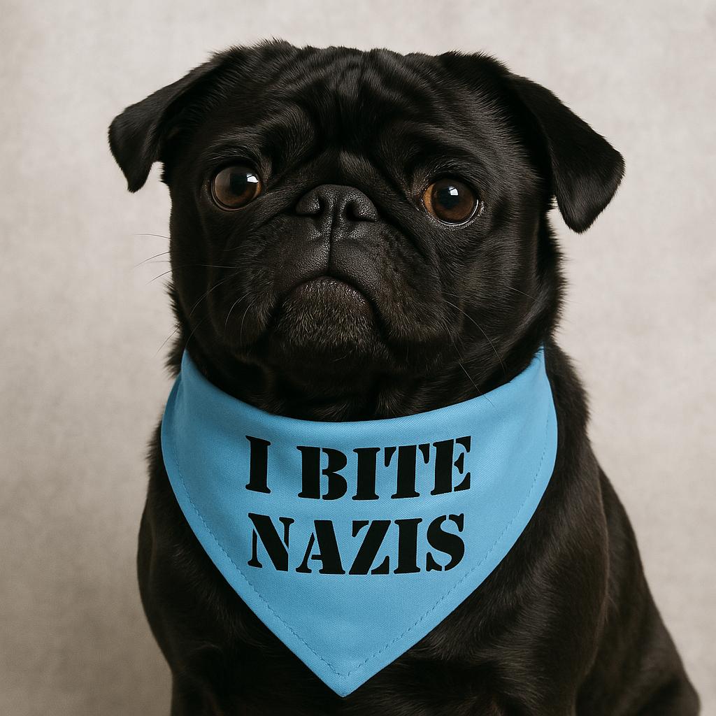 Pet Bandana, I Bite N*zis, Anti Trump, Anti Musk, Dog Scarf, Cat Bandanna, Political Statement, Pet Accessories, 4 Sizes, Pet Protest