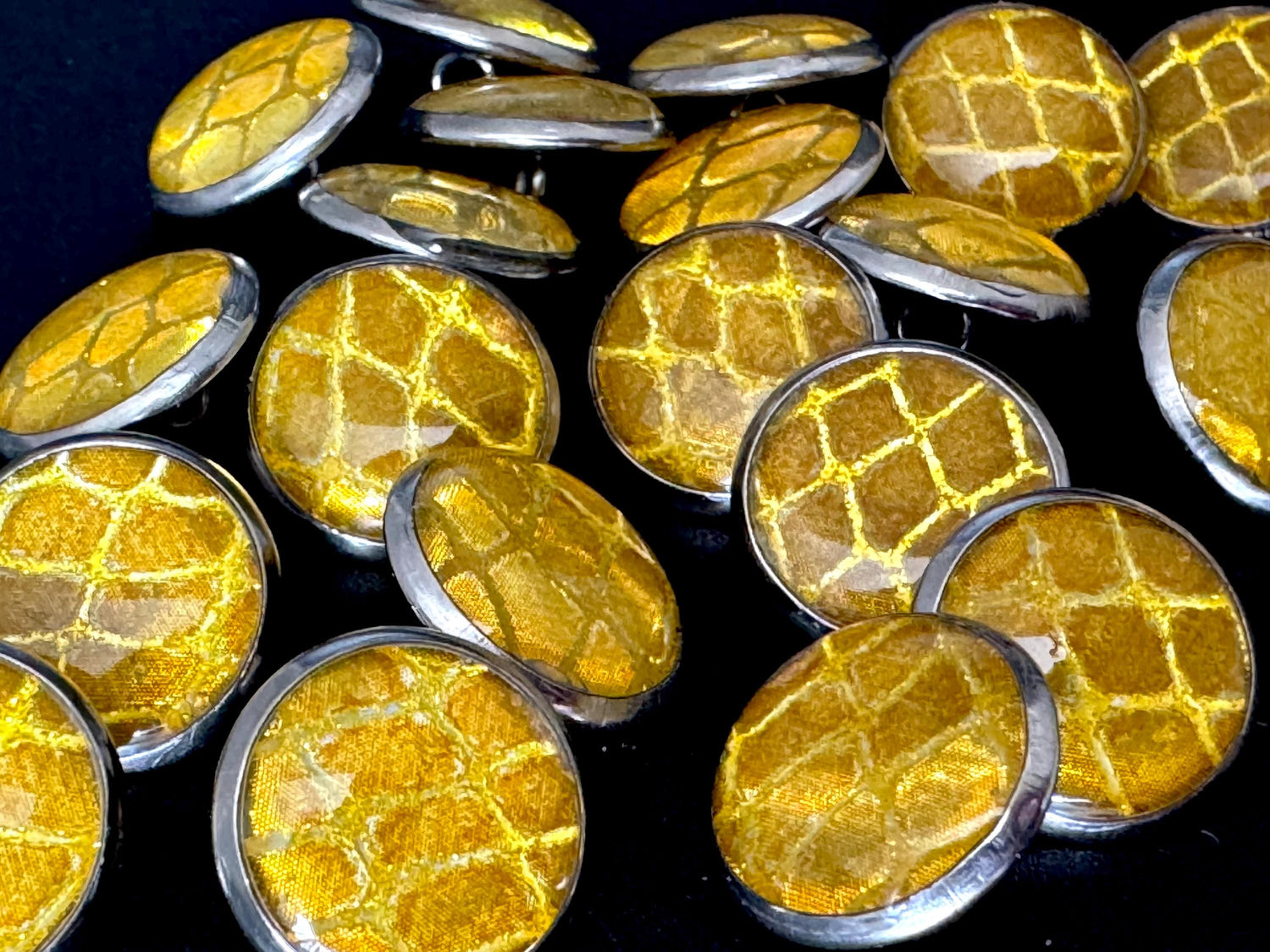 Small Round Buttons - Gold Snakeskin - Year of the Snake - 12mm Stainless Steel