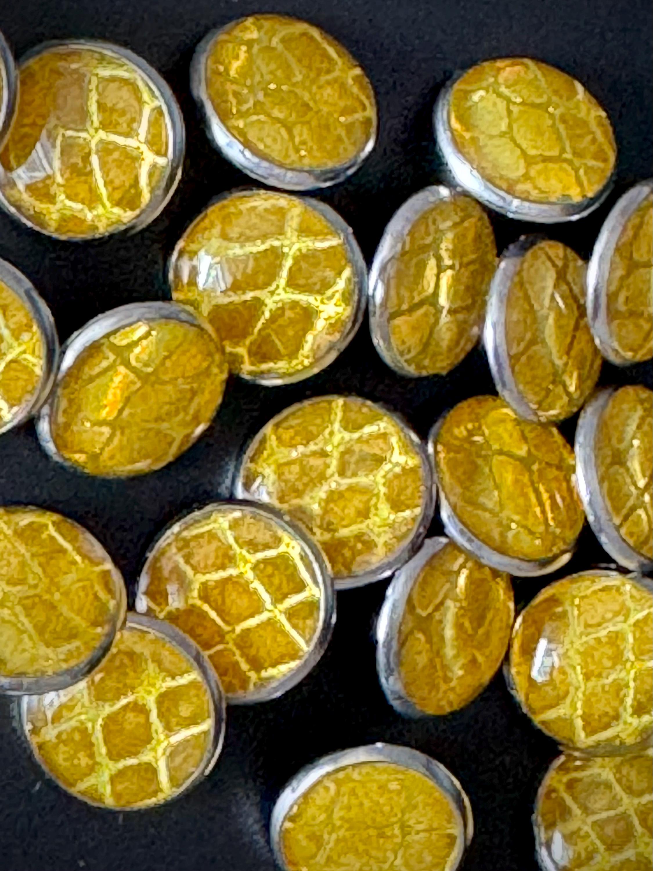 Small Round Buttons - Gold Snakeskin - Year of the Snake - 12mm Stainless Steel