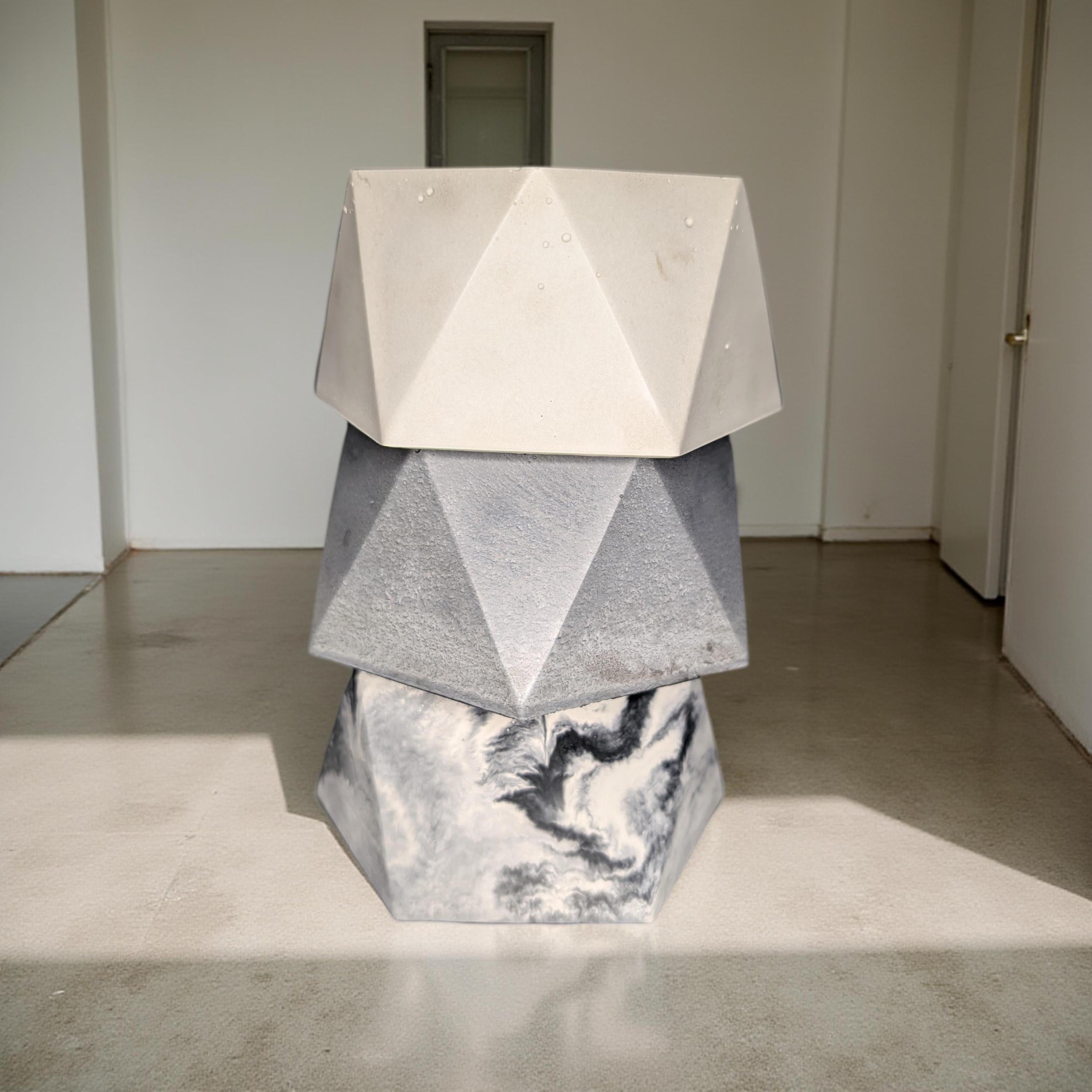 Concrete Hexagon Planter Pot with Drainage Hole - Modern Geometric Succulent Planter