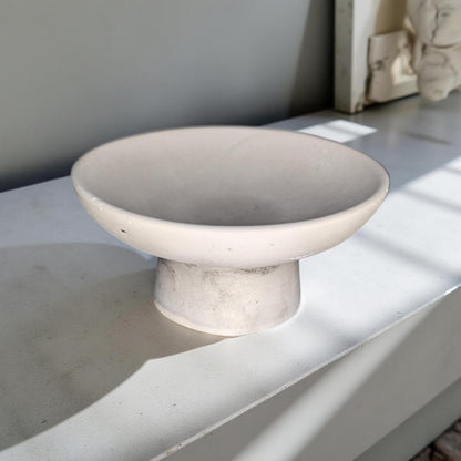Handmade Small Concrete Pedestal Bowl – Minimalist Decorative Bowl, Modern Catchall Dish, Rustic Home Decor