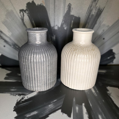 Handmade Mini Ribbed Concrete Vase: Modern Minimalist Decor