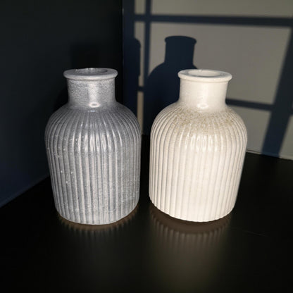 Handmade Mini Ribbed Concrete Vase: Modern Minimalist Decor