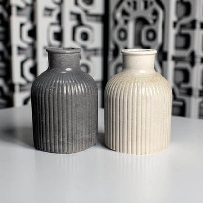 Handmade Mini Ribbed Concrete Vase: Modern Minimalist Decor