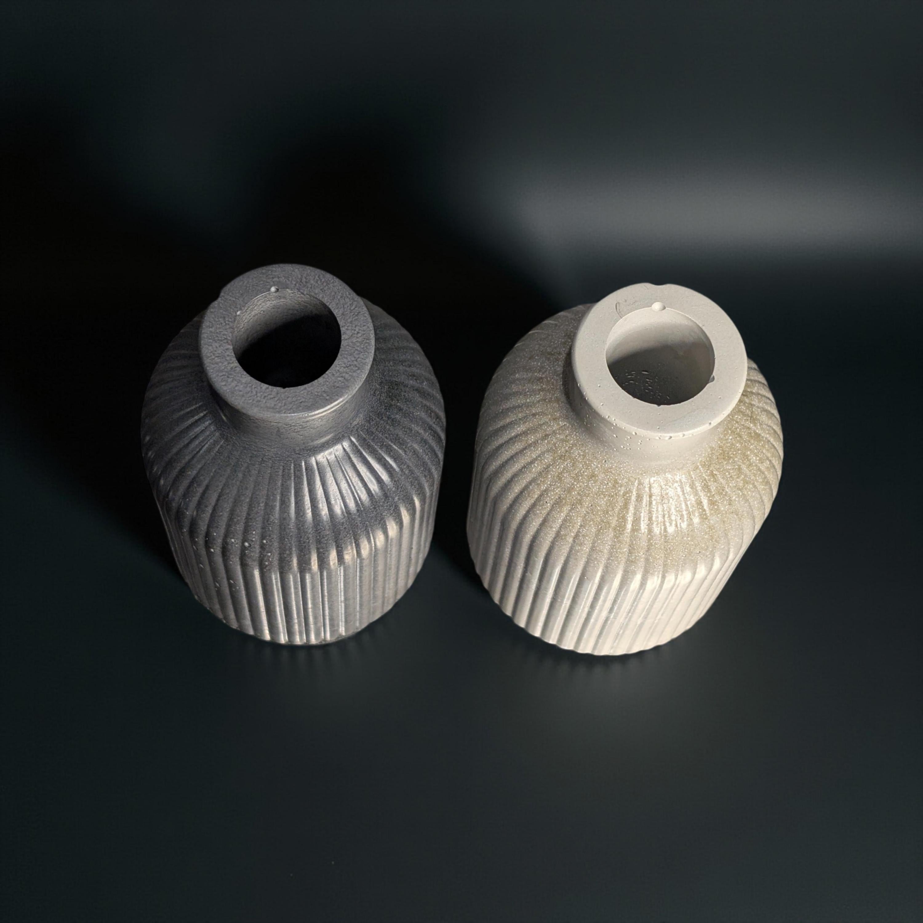 Handmade Mini Ribbed Concrete Vase: Modern Minimalist Decor