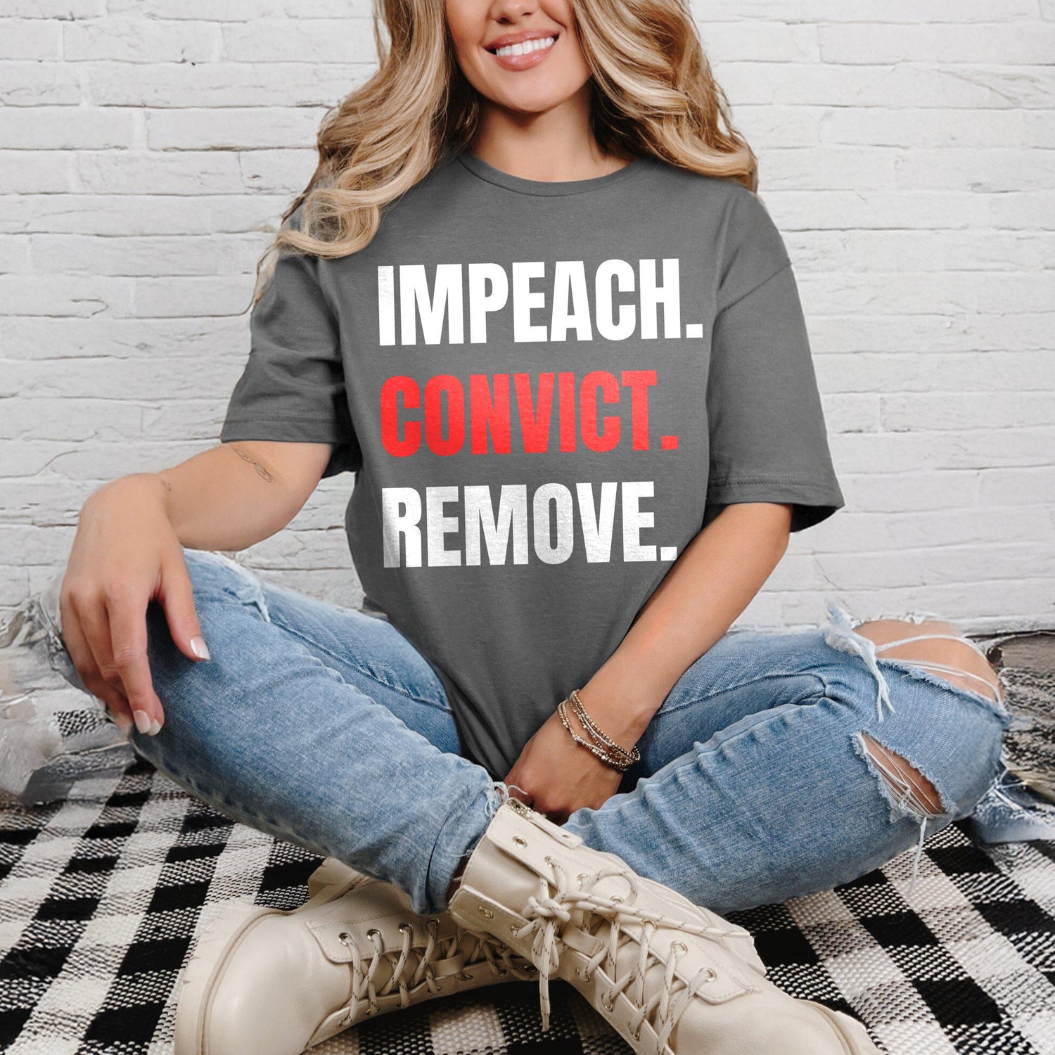 Impeach Convict Remove Graphic Tee, Political Statement Shirt, Activist Apparel, Protest T-Shirt, Bold Message Clothing