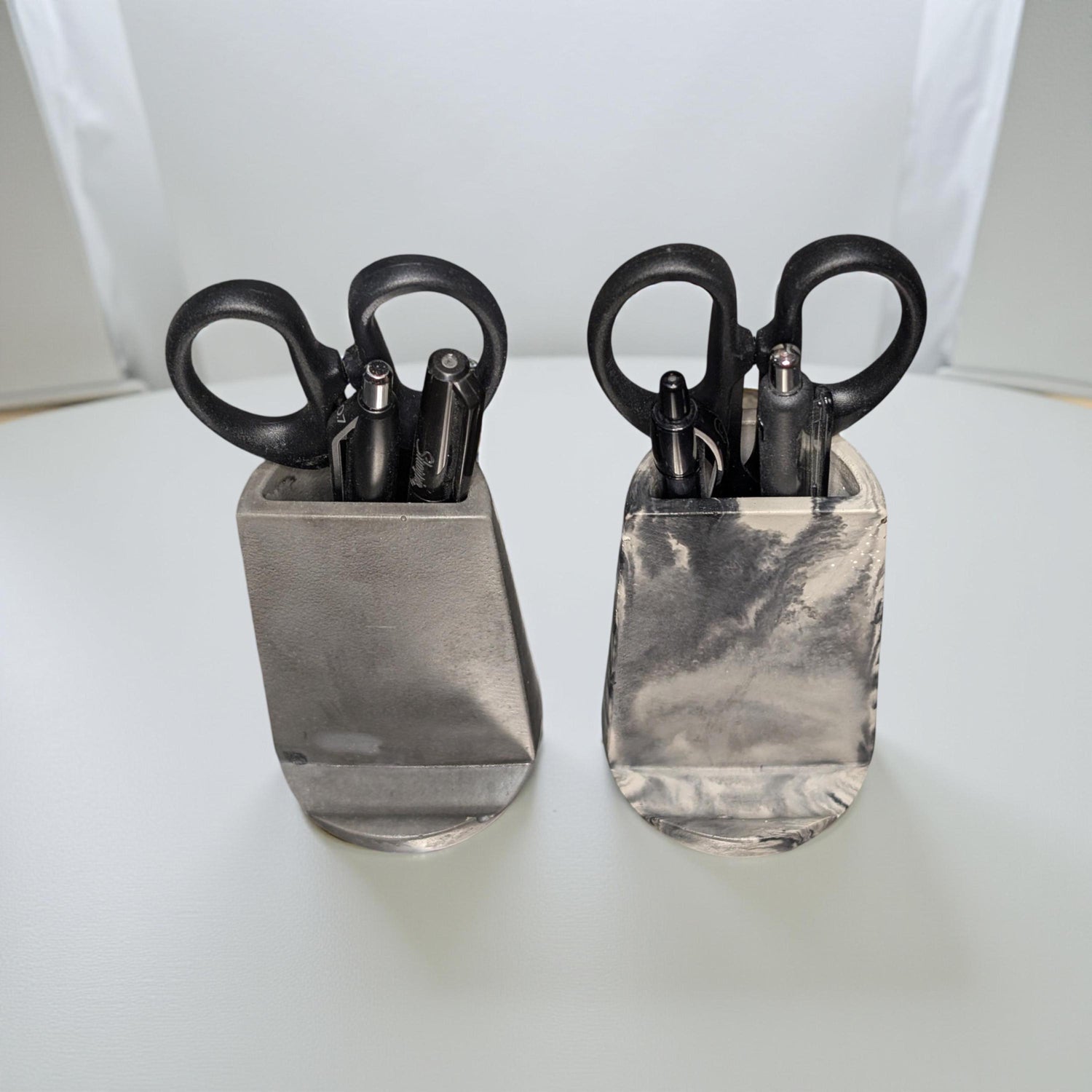 Modern Concrete Phone Stand &amp; Desk Organizer – Pen/Scissor Holder