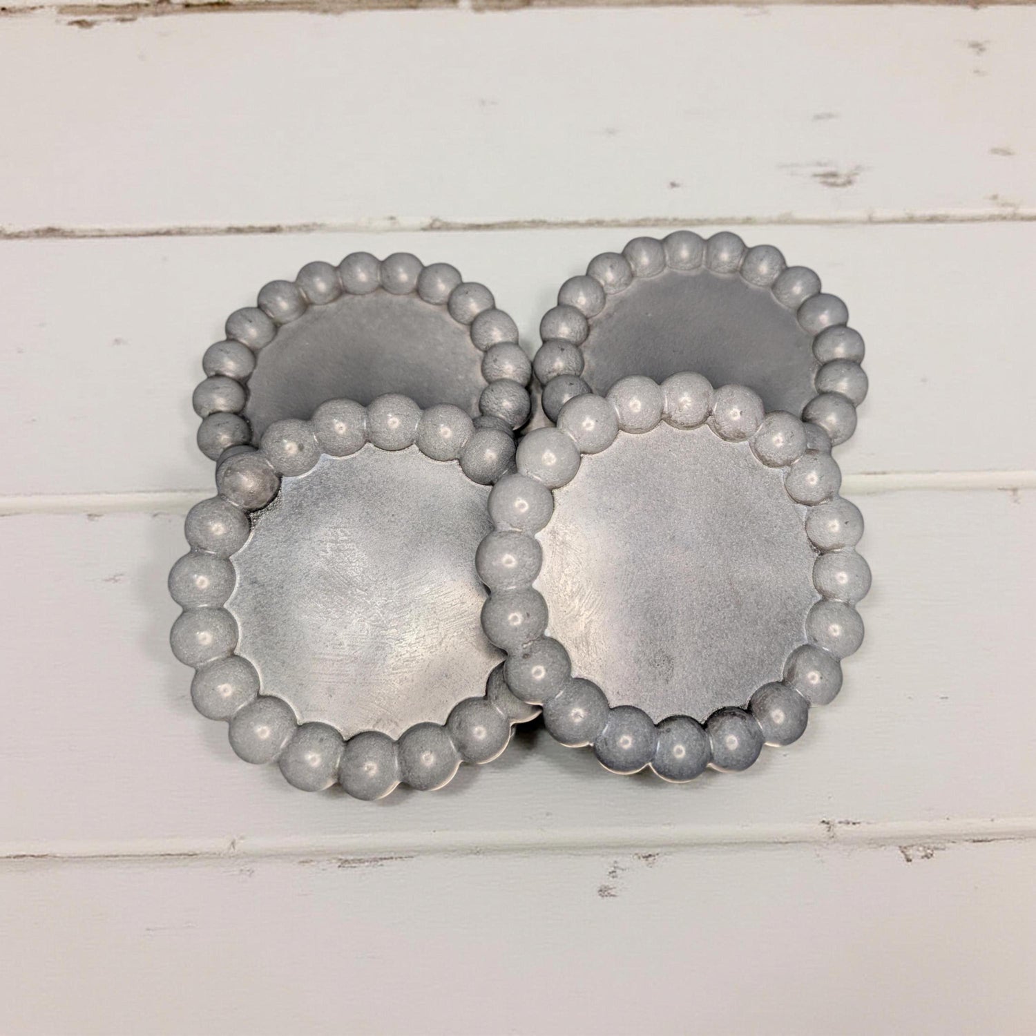 Handmade Gray Concrete Beaded Coasters – Set of 4 or 8, Sealed &amp; Waterproof