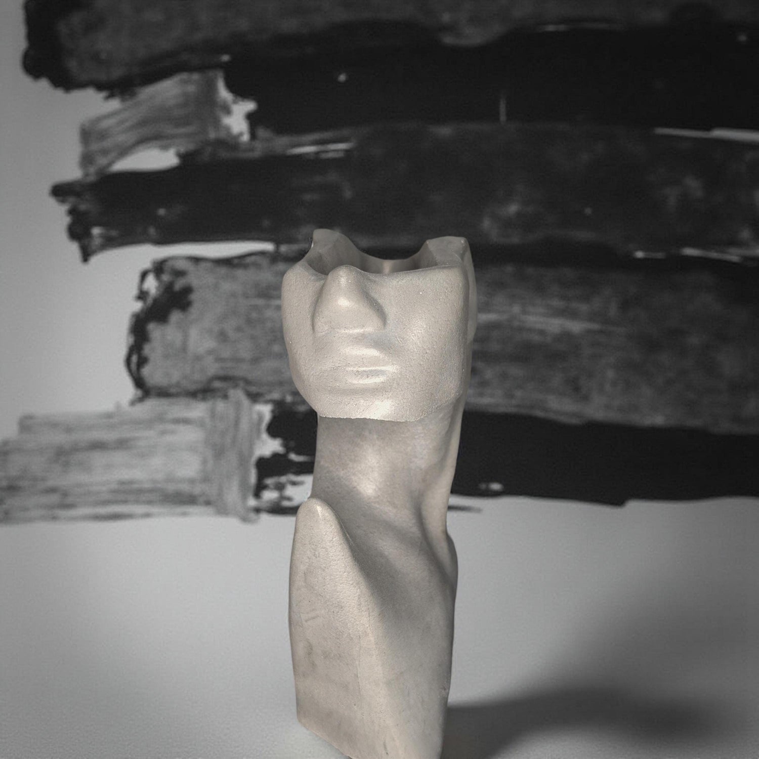 Abstract Concrete Woman Vase – Modern Feminine Sculpture, Minimalist Home Decor