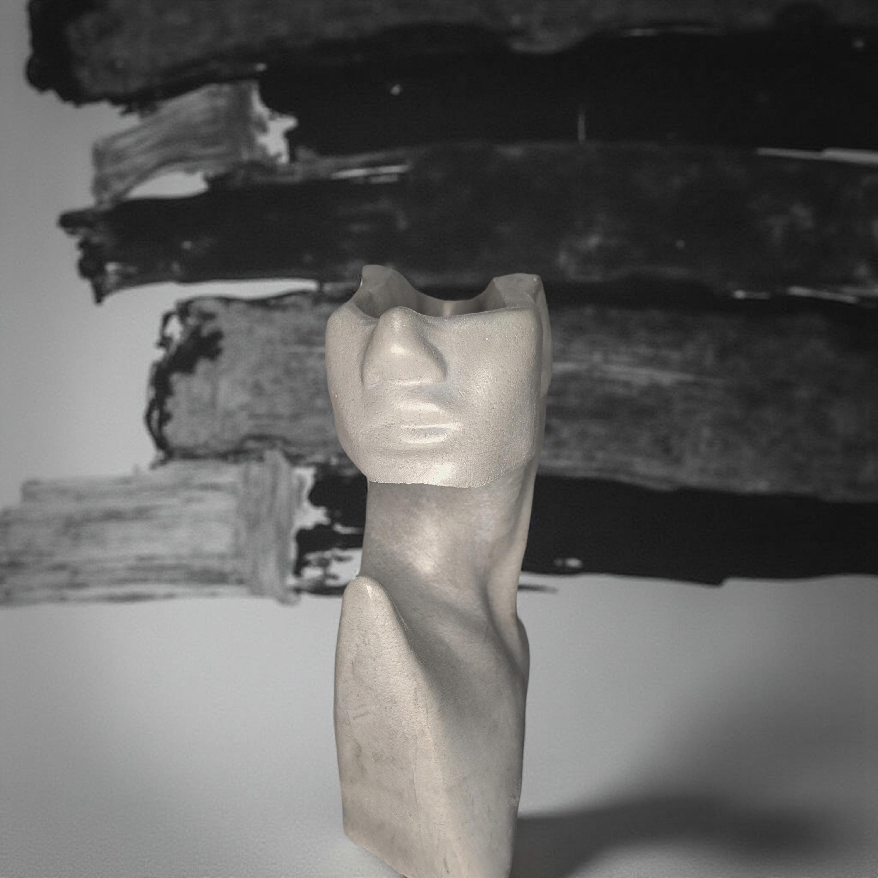 Abstract Concrete Woman Vase – Modern Feminine Sculpture, Minimalist Home Decor
