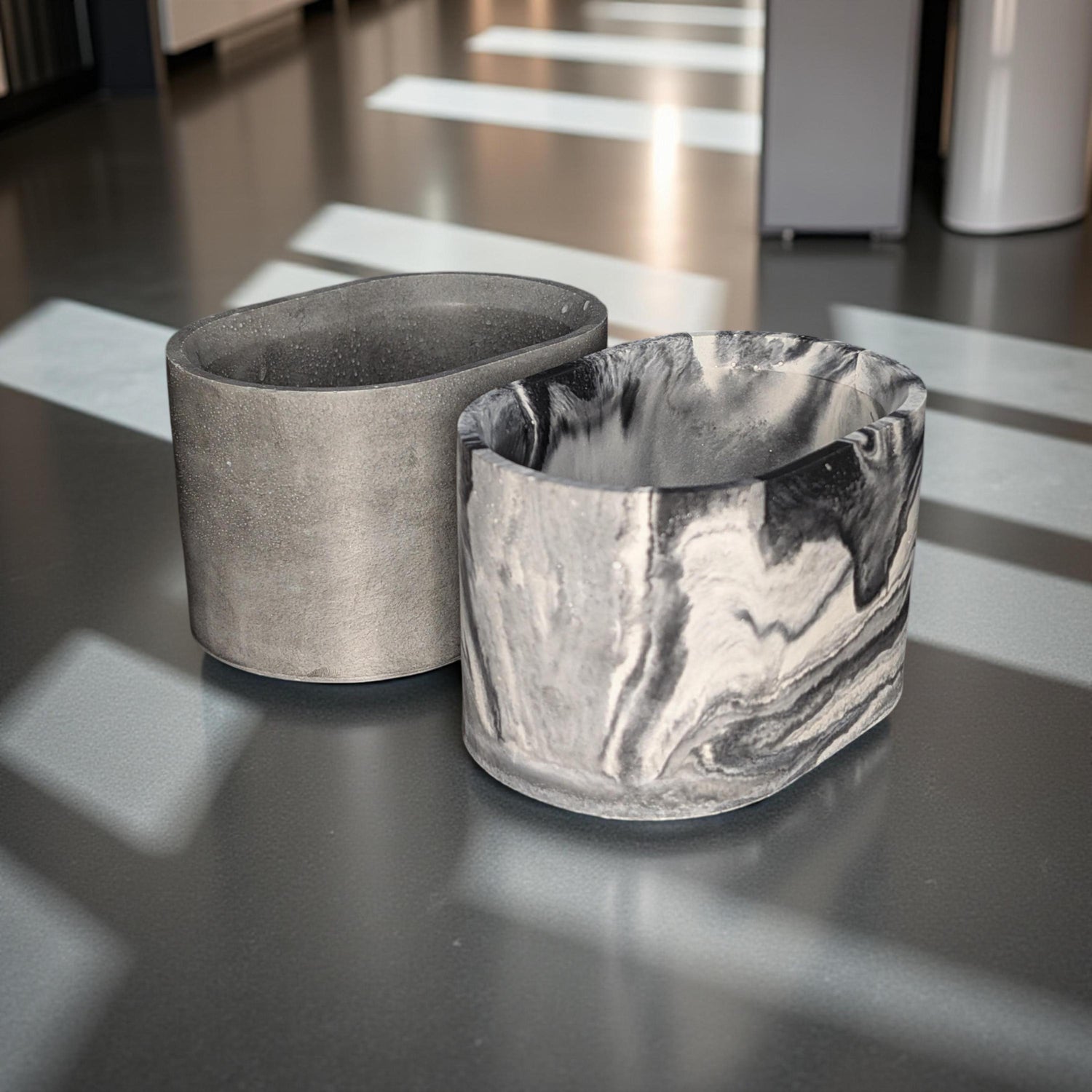 Handmade Concrete Oval Planter: Modern Minimalist Decor (4&amp;quot;x3&amp;quot;)