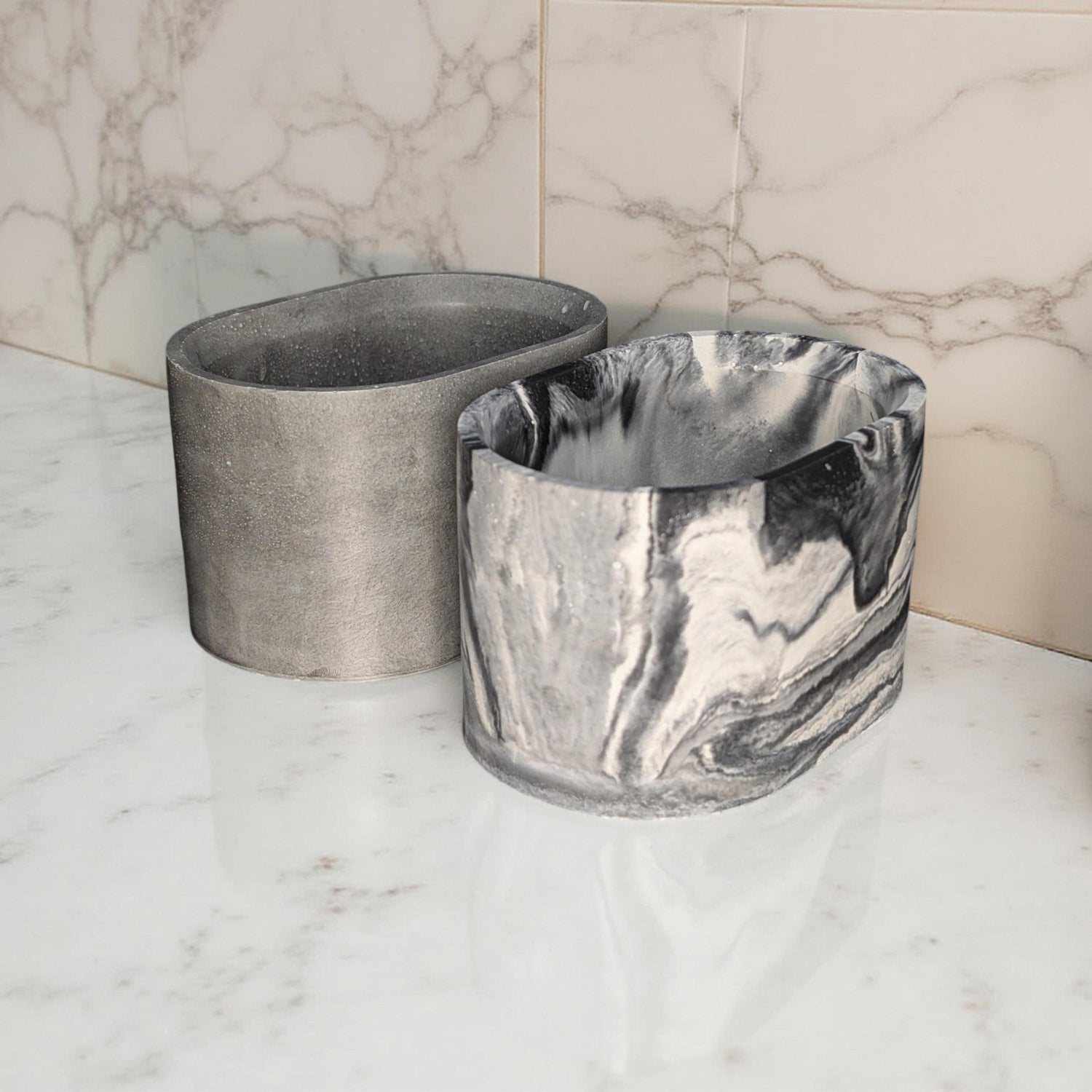 Handmade Concrete Oval Planter: Modern Minimalist Decor (4&amp;quot;x3&amp;quot;)