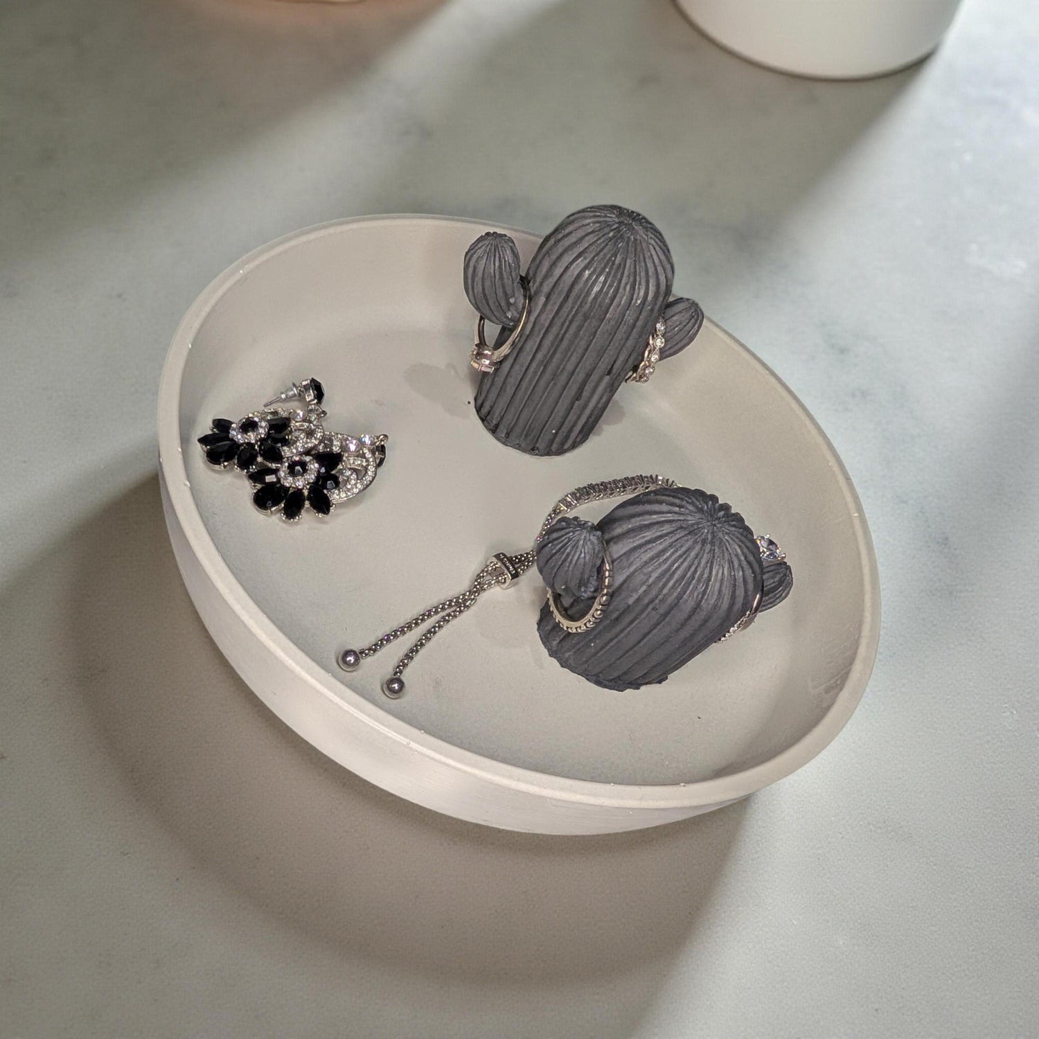 Concrete Cactus Ring Holder Dish – Handmade Jewelry Organizer Bowl | Gift for Her, Bridesmaid Gift, Minimalist Home Decor