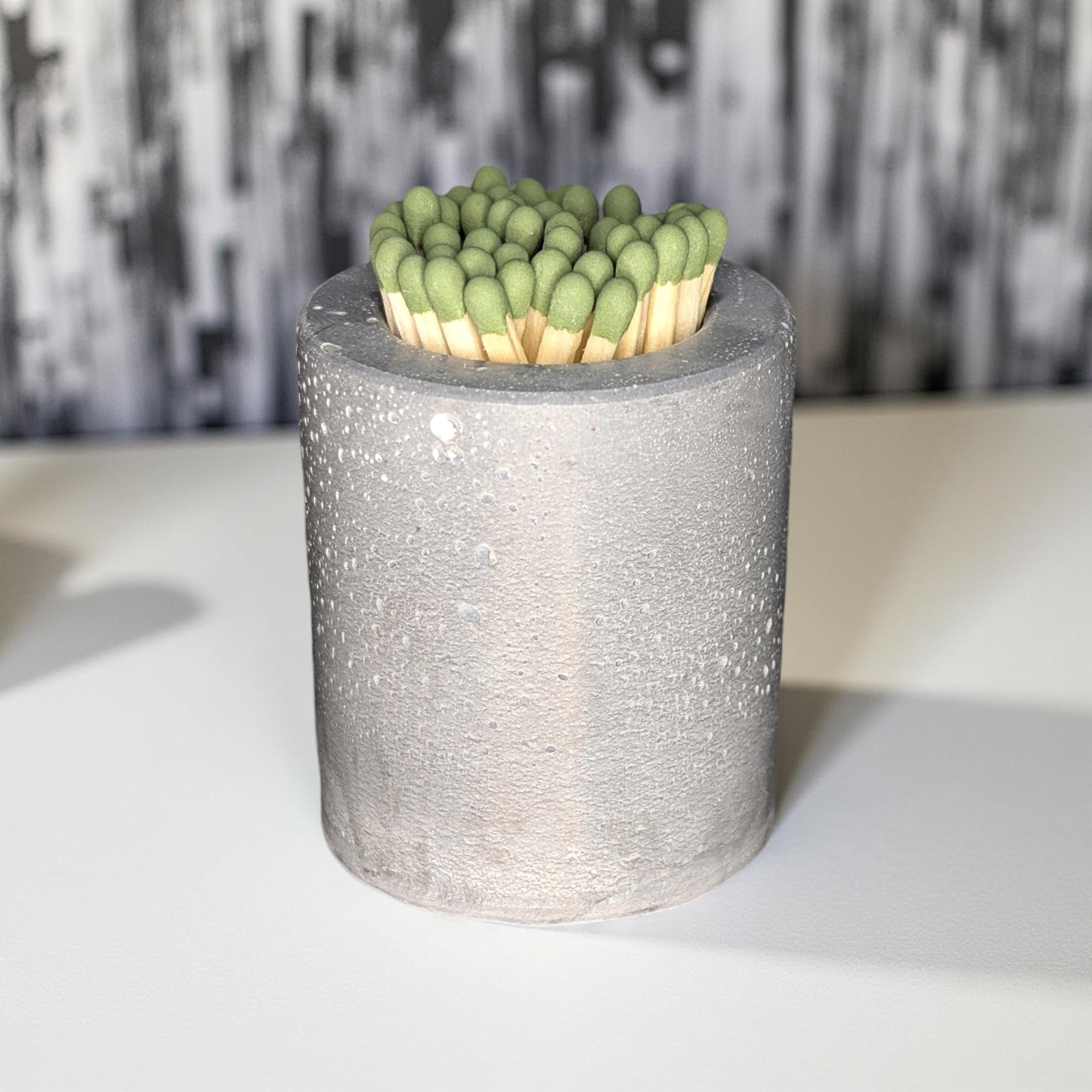 Handmade Concrete Match Holder with Striker: Modern Home Decor