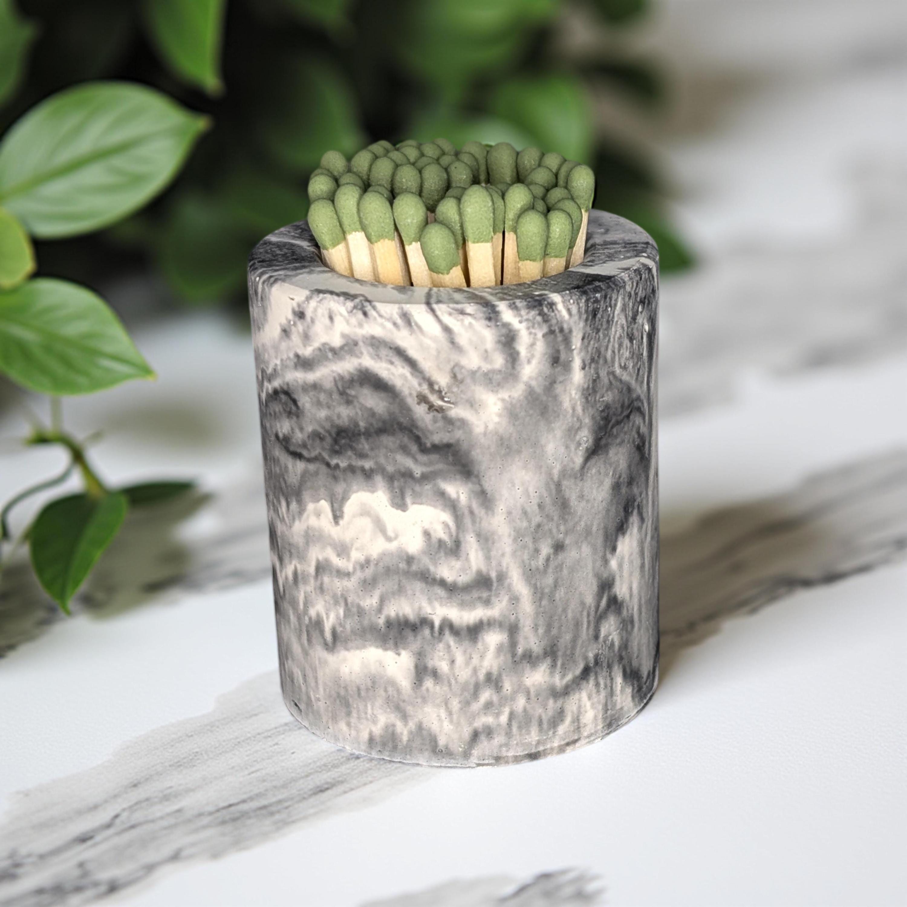 Handmade Concrete Match Holder with Striker: Modern Home Decor