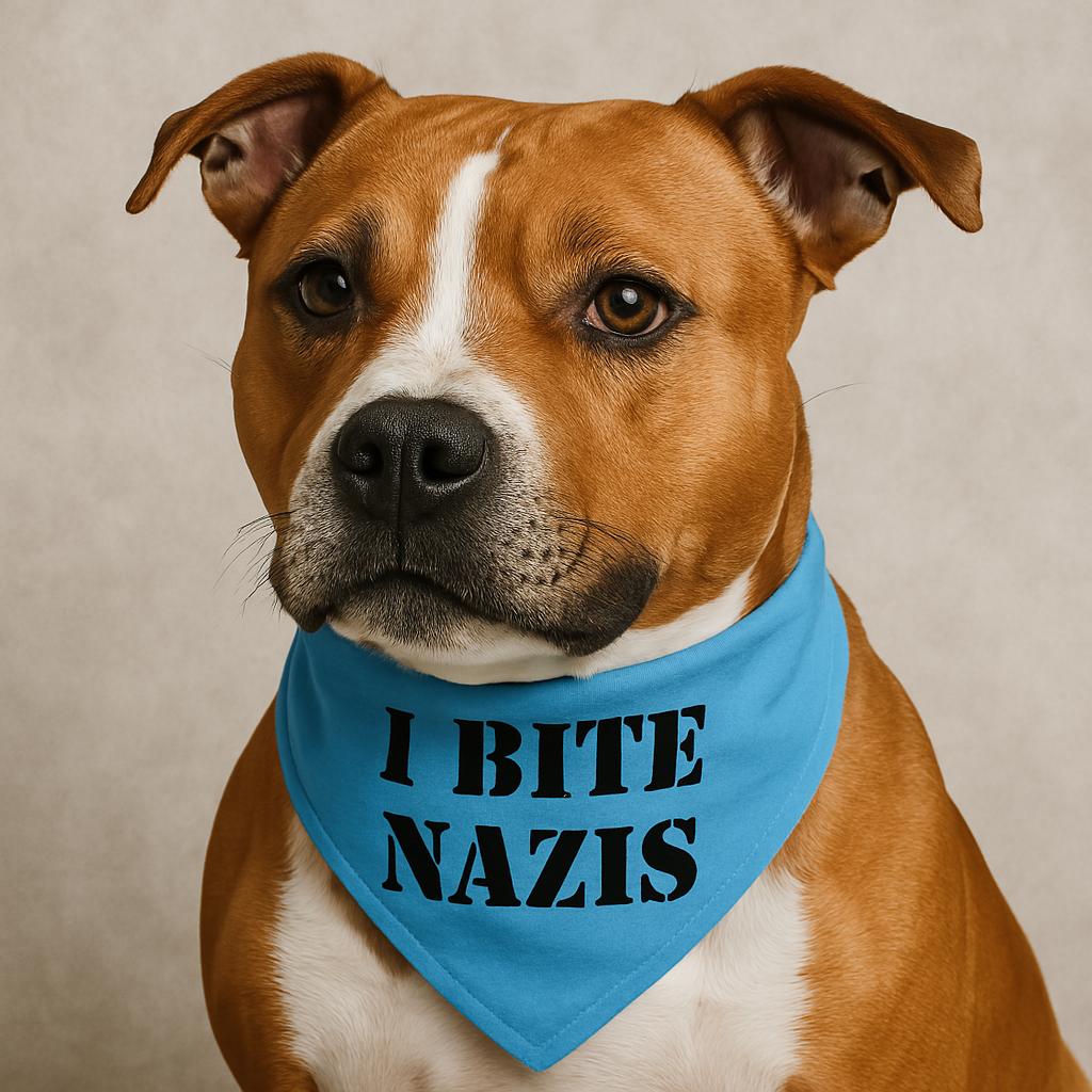 Pet Bandana, I Bite N*zis, Anti Trump, Anti Musk, Dog Scarf, Cat Bandanna, Political Statement, Pet Accessories, 4 Sizes, Pet Protest