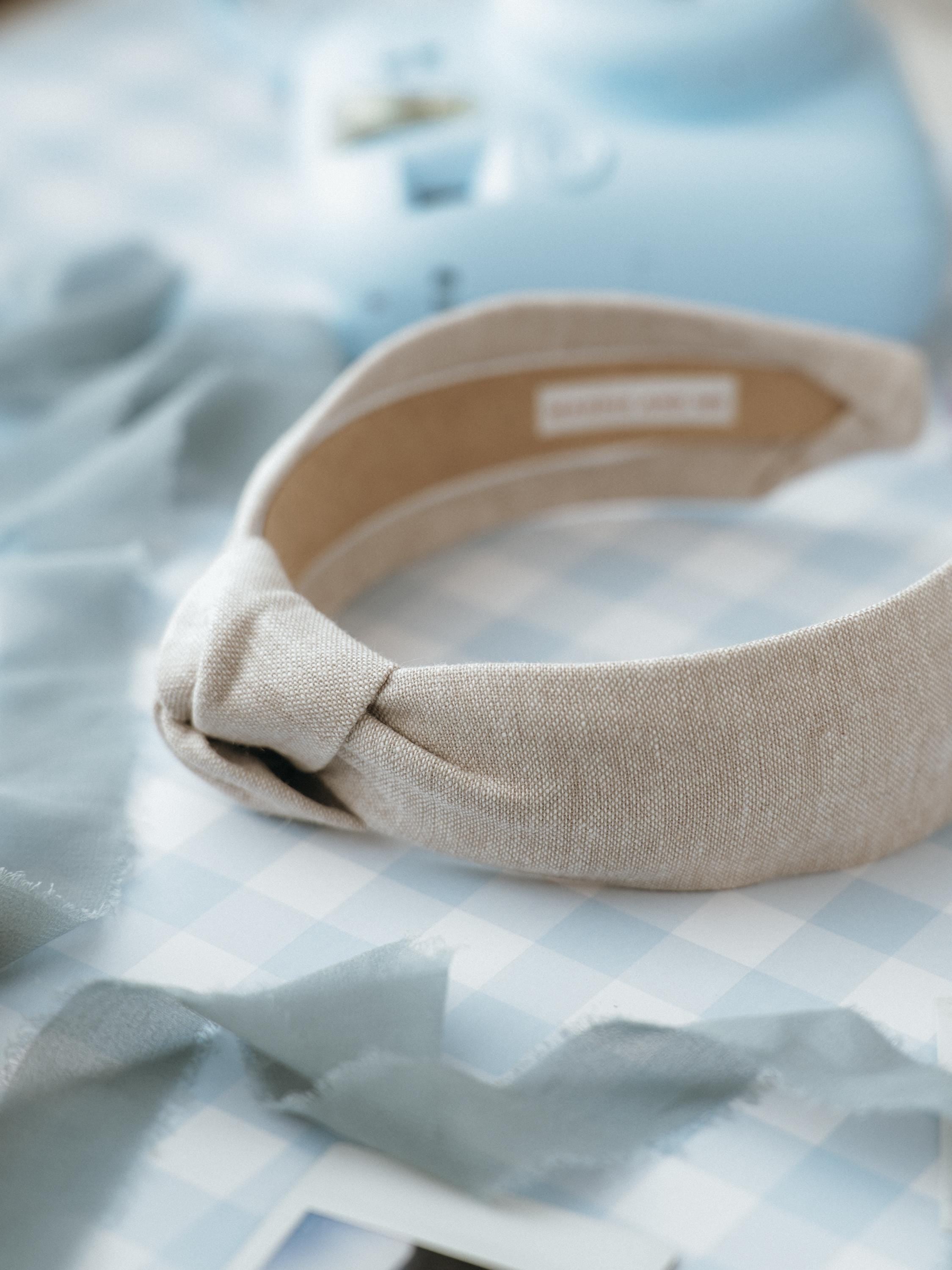 Knotted Linen Blend Headband, Neutral Fabric, Comfortable Fit