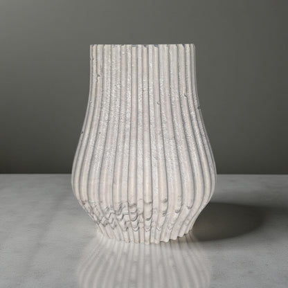 Handmade Ripple Concrete Vase: Modern Fluted Home Decor
