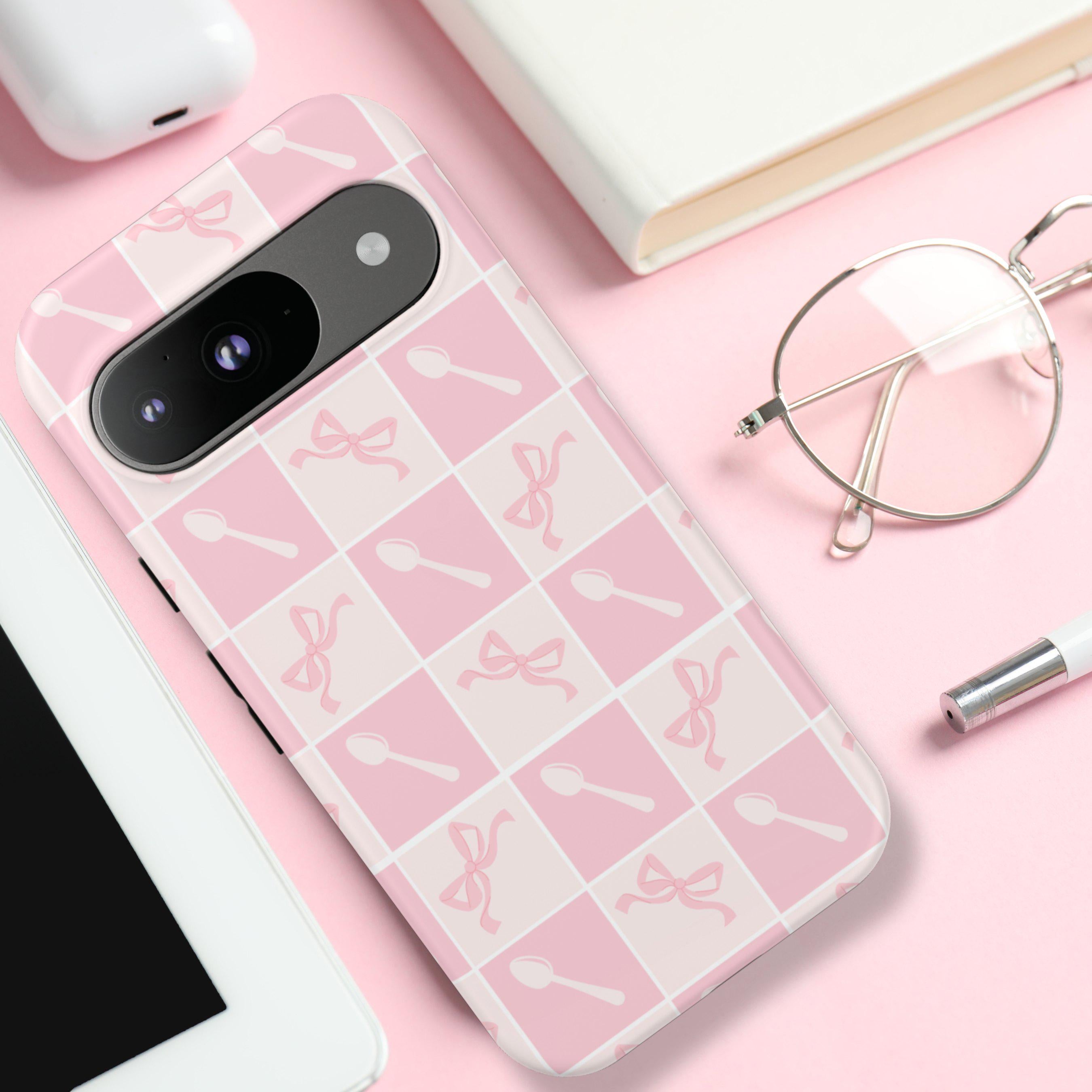 Spoonie Samsung Galaxy Google Pixel Tough Case | Coquette Bows &amp; Spoons | Chronic Illness Spoon Theory Case | Gift for Spoonie 25 24 23 22