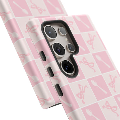 Spoonie Samsung Galaxy Google Pixel Tough Case | Coquette Bows &amp; Spoons | Chronic Illness Spoon Theory Case | Gift for Spoonie 25 24 23 22