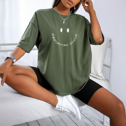 Trendy Oversized Graphic Tee, Resisting Bitch T-Shirt, Casual Statement Shirt, Funny Quote Top, Comfortable Loose Fit Tshirt