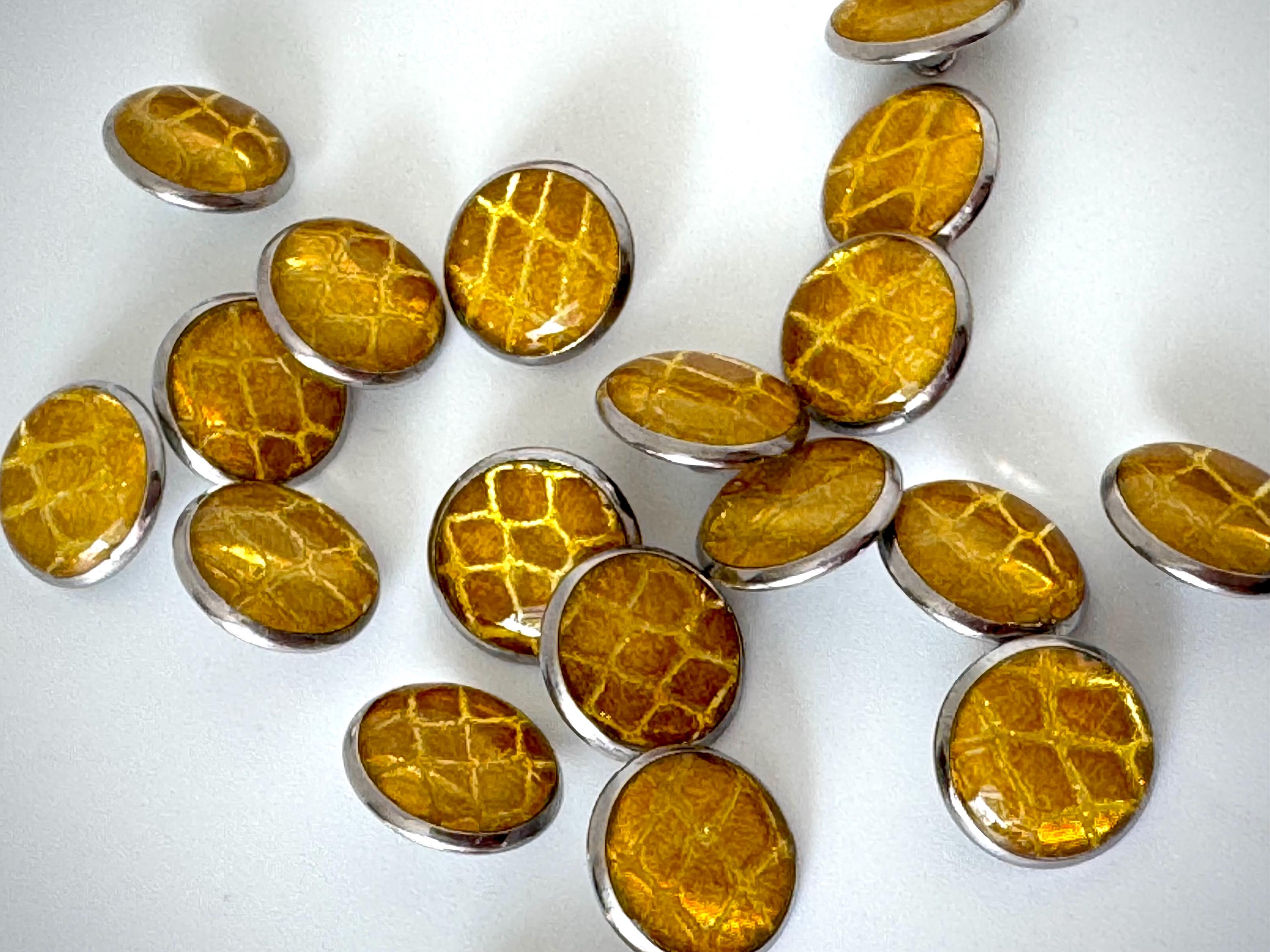 Small Round Buttons - Gold Snakeskin - Year of the Snake - 12mm Stainless Steel