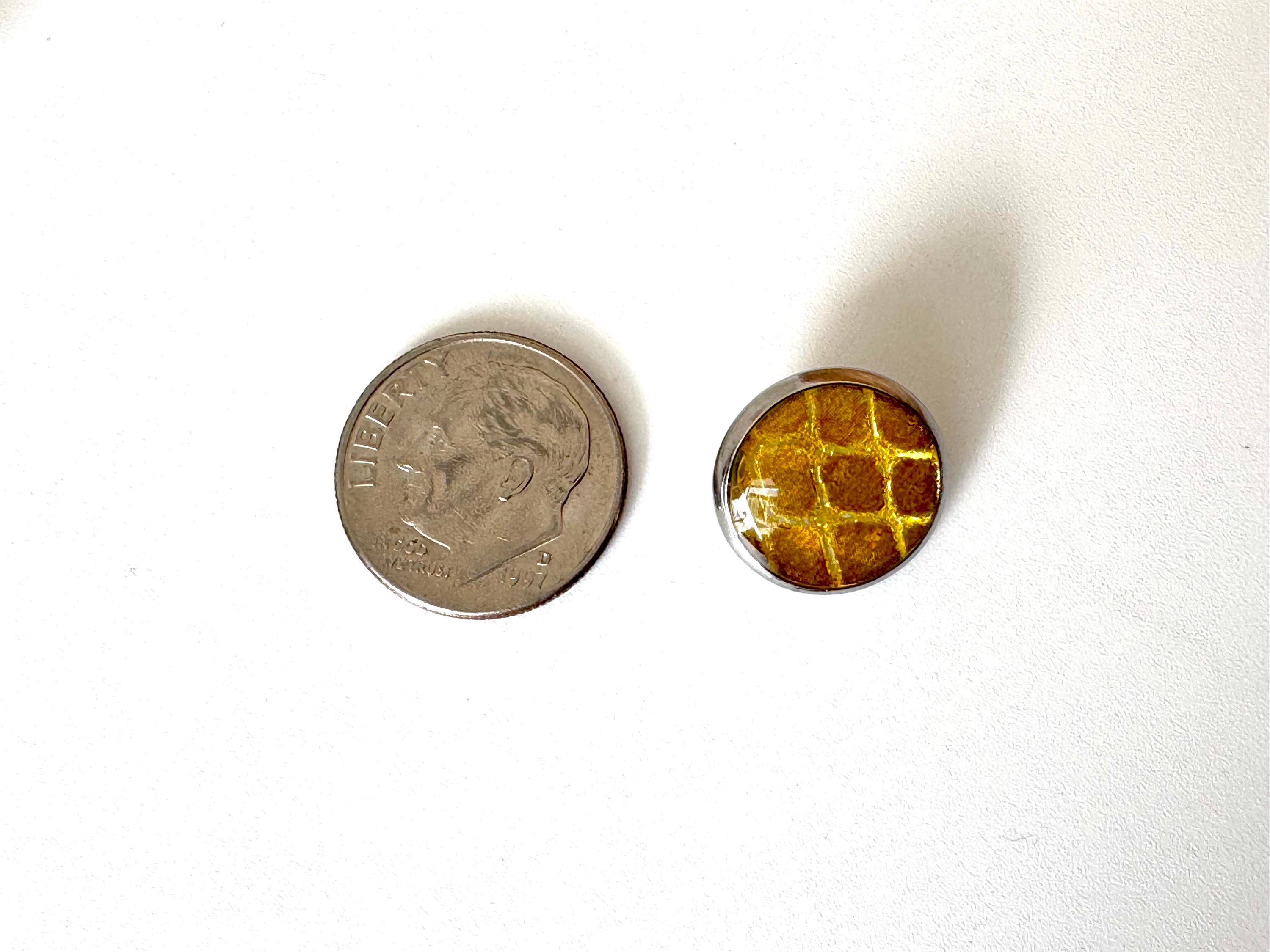 Small Round Buttons - Gold Snakeskin - Year of the Snake - 12mm Stainless Steel